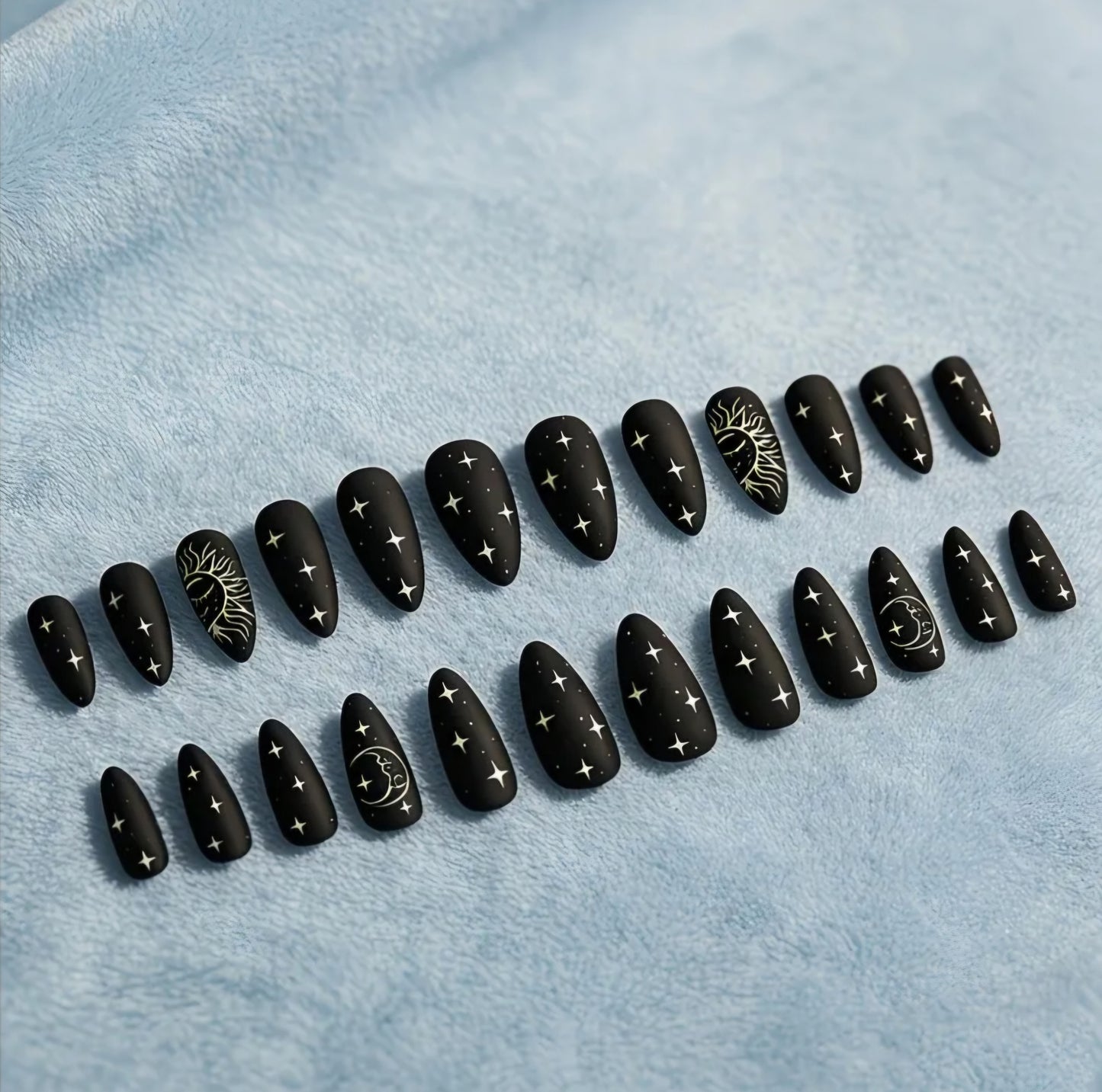 STARS AND MOON BLACK NAILS B+F 8