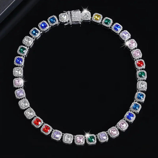 SILVER GEMSTONE NECKLACE BLING8UK