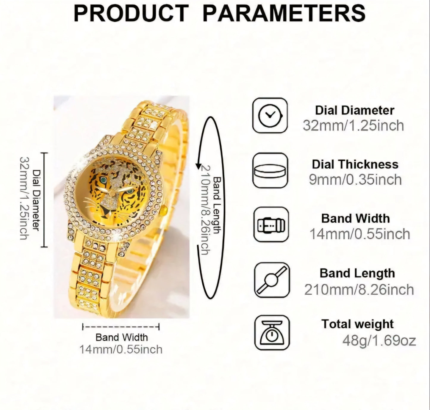 TIGER FACE BLING WATCH BLING8UK