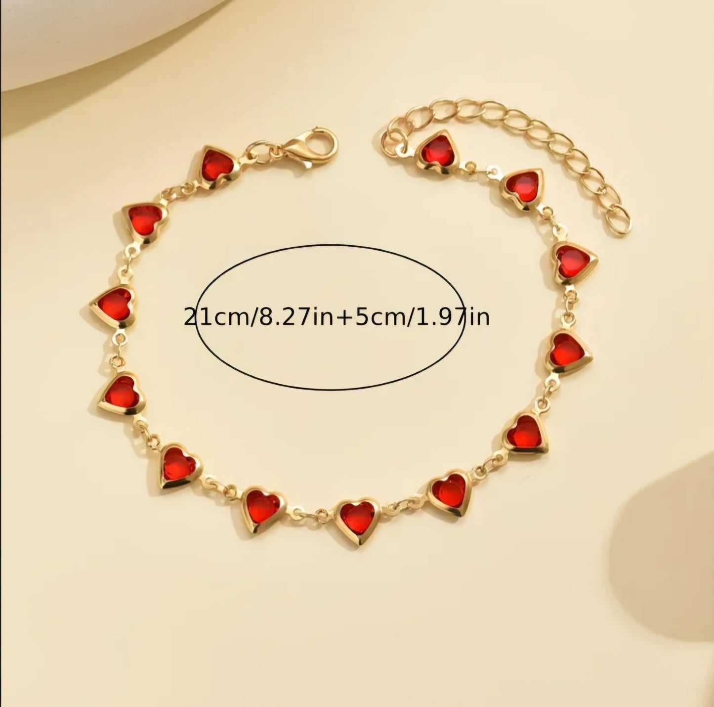 RED HEART-EDGED ANKLET B+F 8