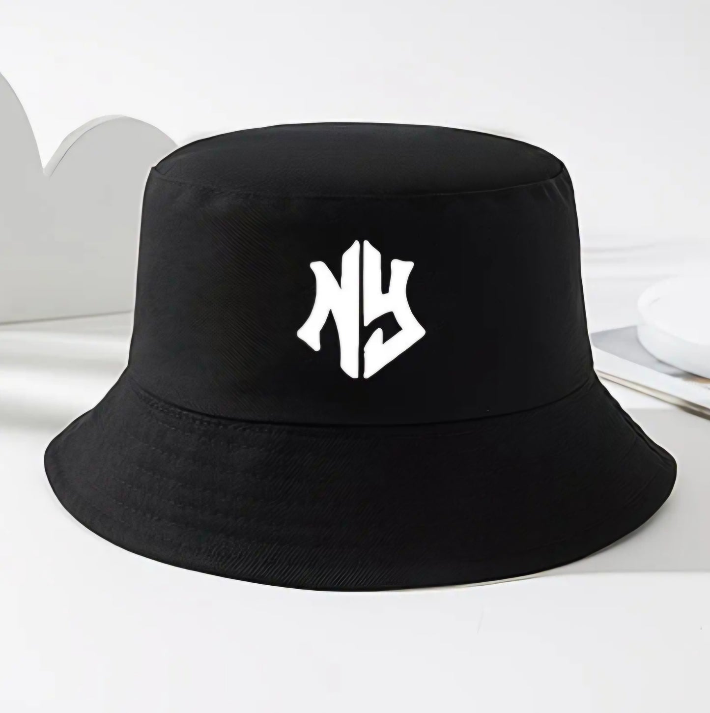 BLACK NY BUCKET HAT B+F 8