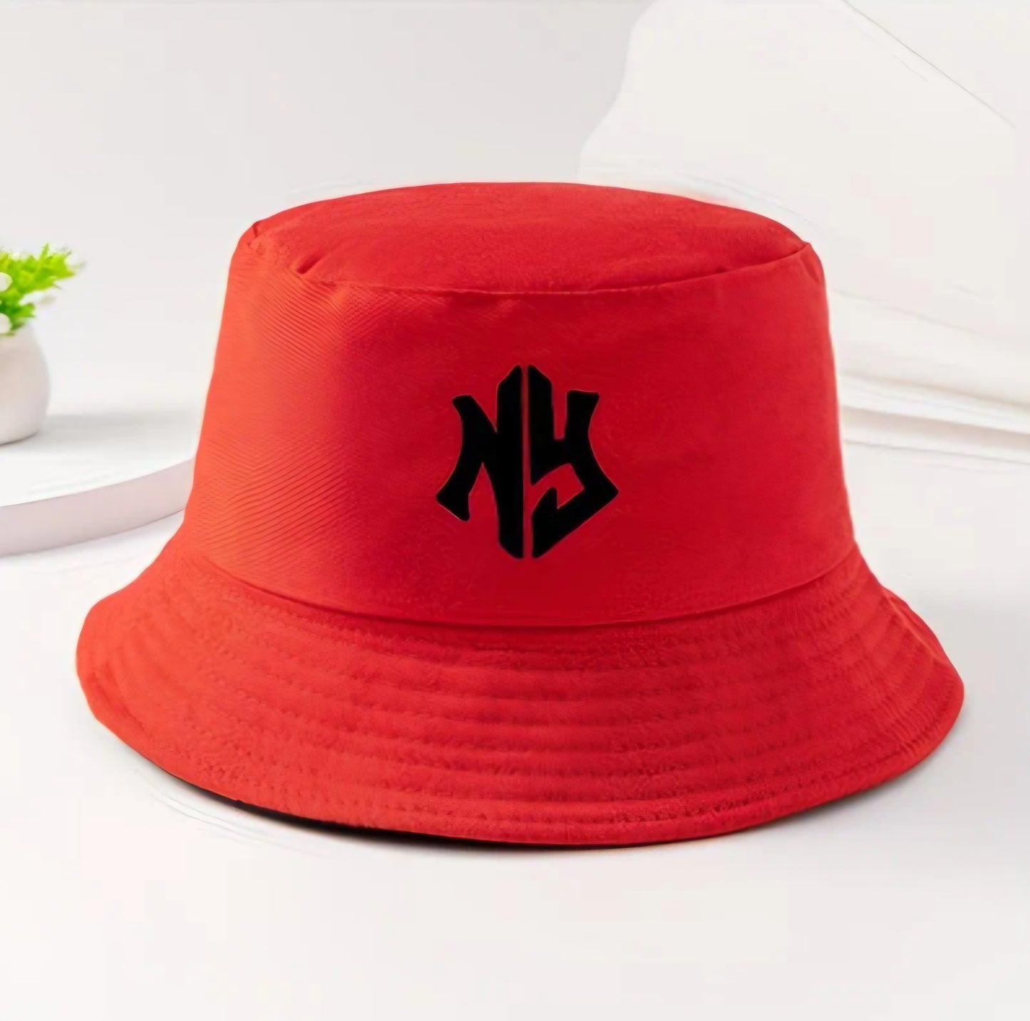 RED NY BUCKET HAT B+F 8