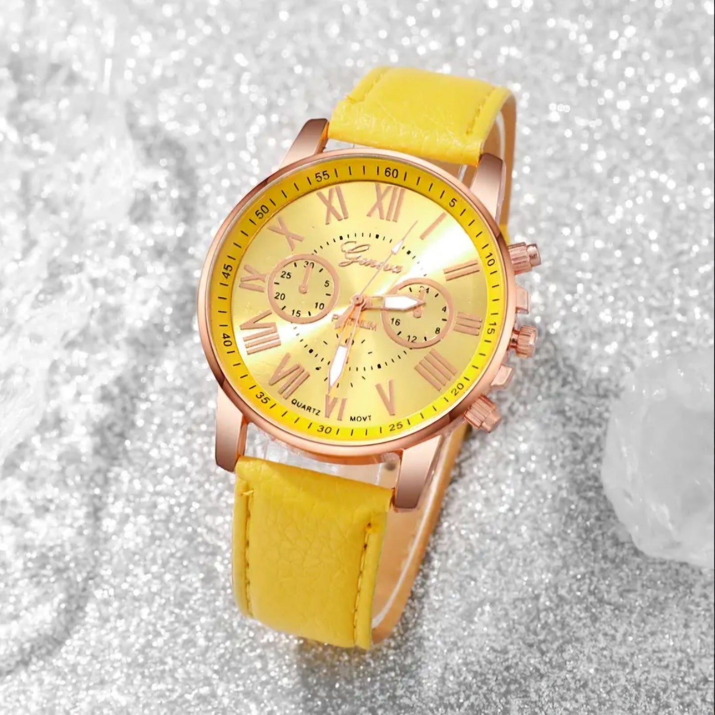 YELLOW & ROSE GOLD WATCH BLING8UK