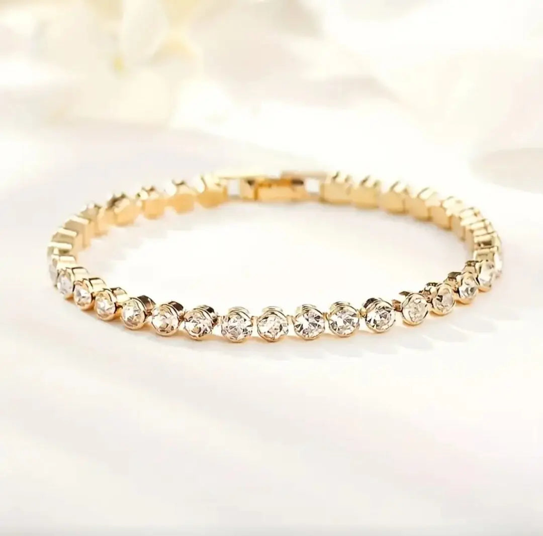 GOLD TENNIS BRACELET BLING8UK
