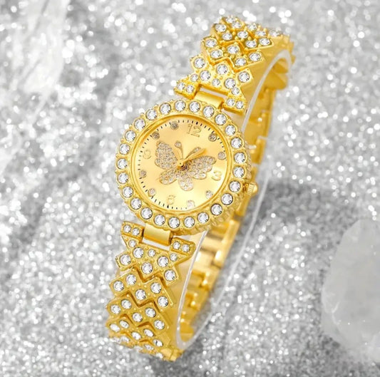 BUTTERFLY WATCH & BRACELET SET BLING8UK
