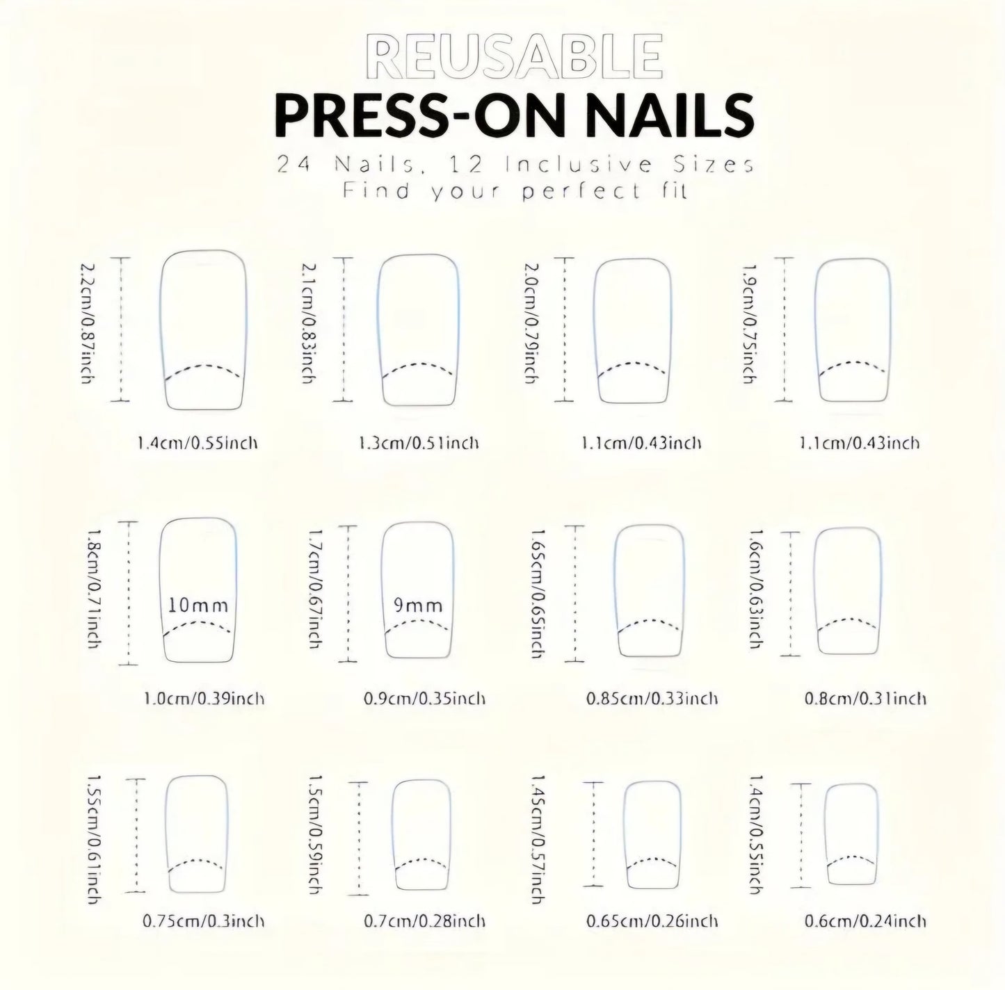 NUDE WITH WHITE TIP NAILS 24PCS B+F 8