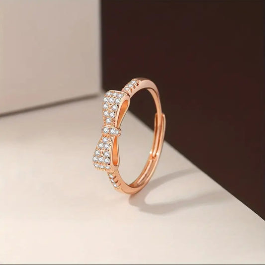 ROSE GOLD BOW RING BLING8UK
