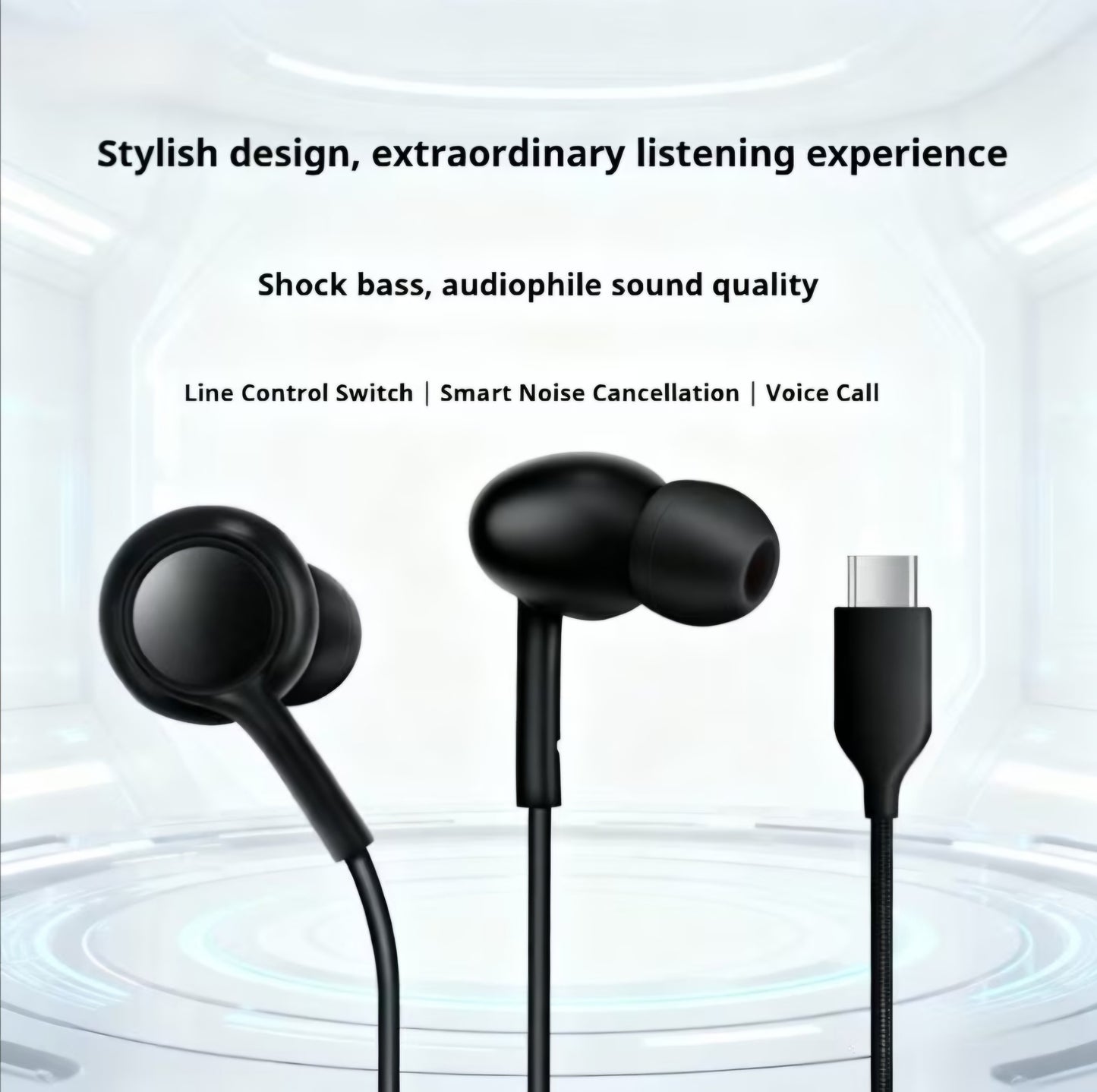 WIRED C-TYPE BLACK HEADPHONE B+F 8