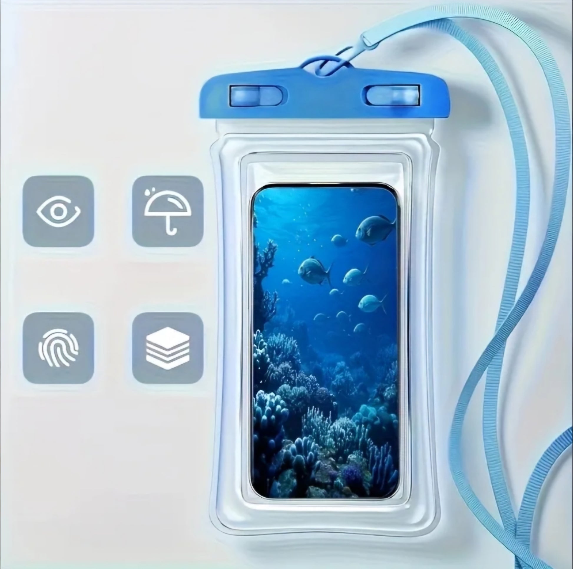 WATERPROOF MOBILE PHONE TRAVEL CASE BLUE B+F 8