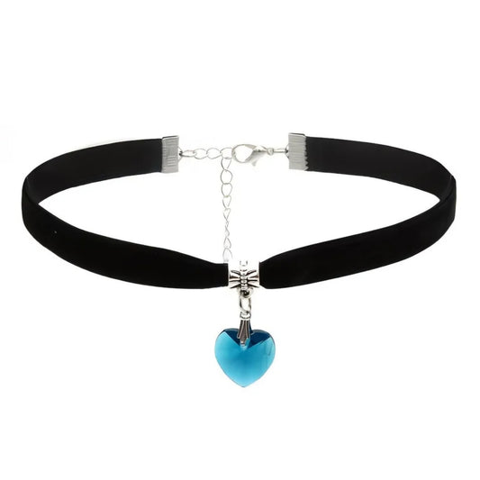 LAKE BLUE LOVE HEART CHOKER B+F 8