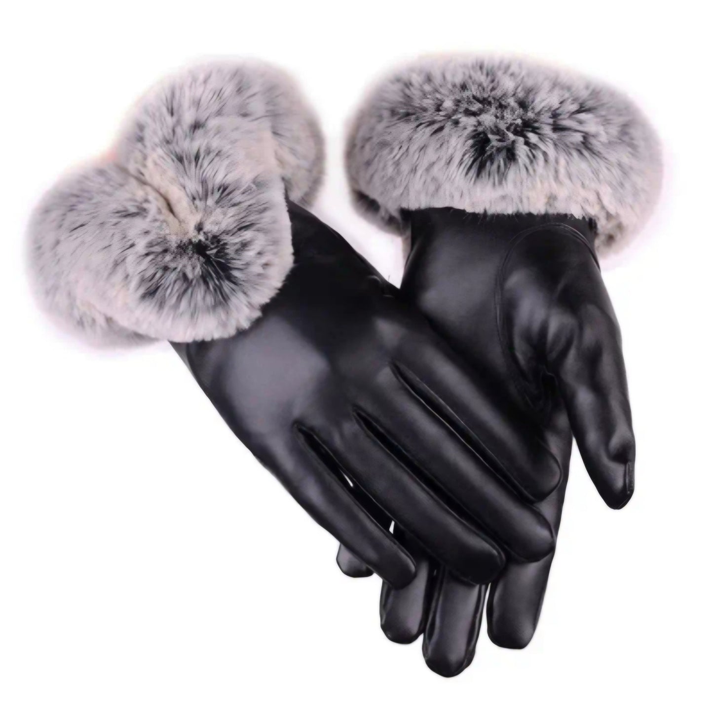 FUR WINTER LEATHER GLOVES BLING8UK