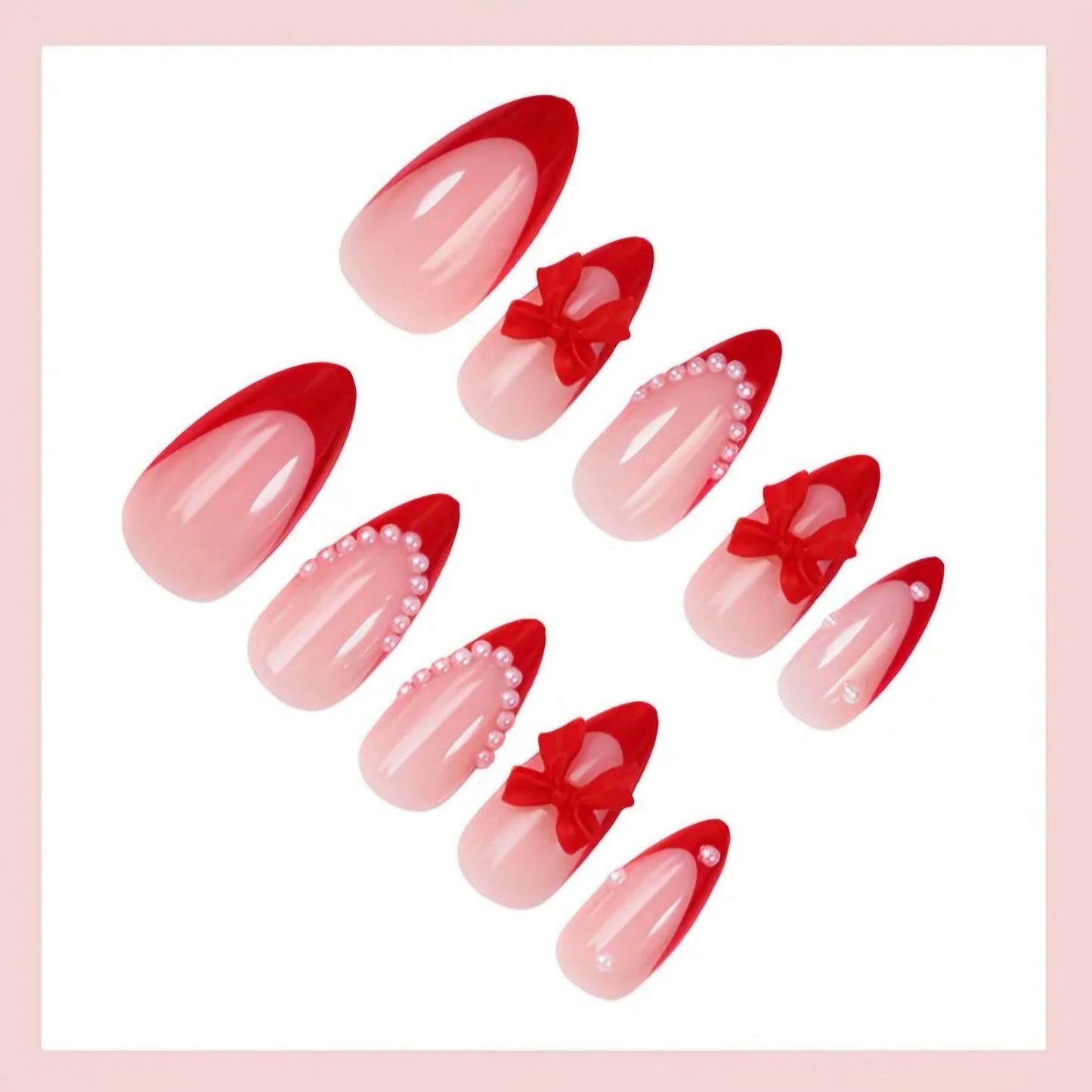 3D RED BOWKNOT NAILS B+F 8