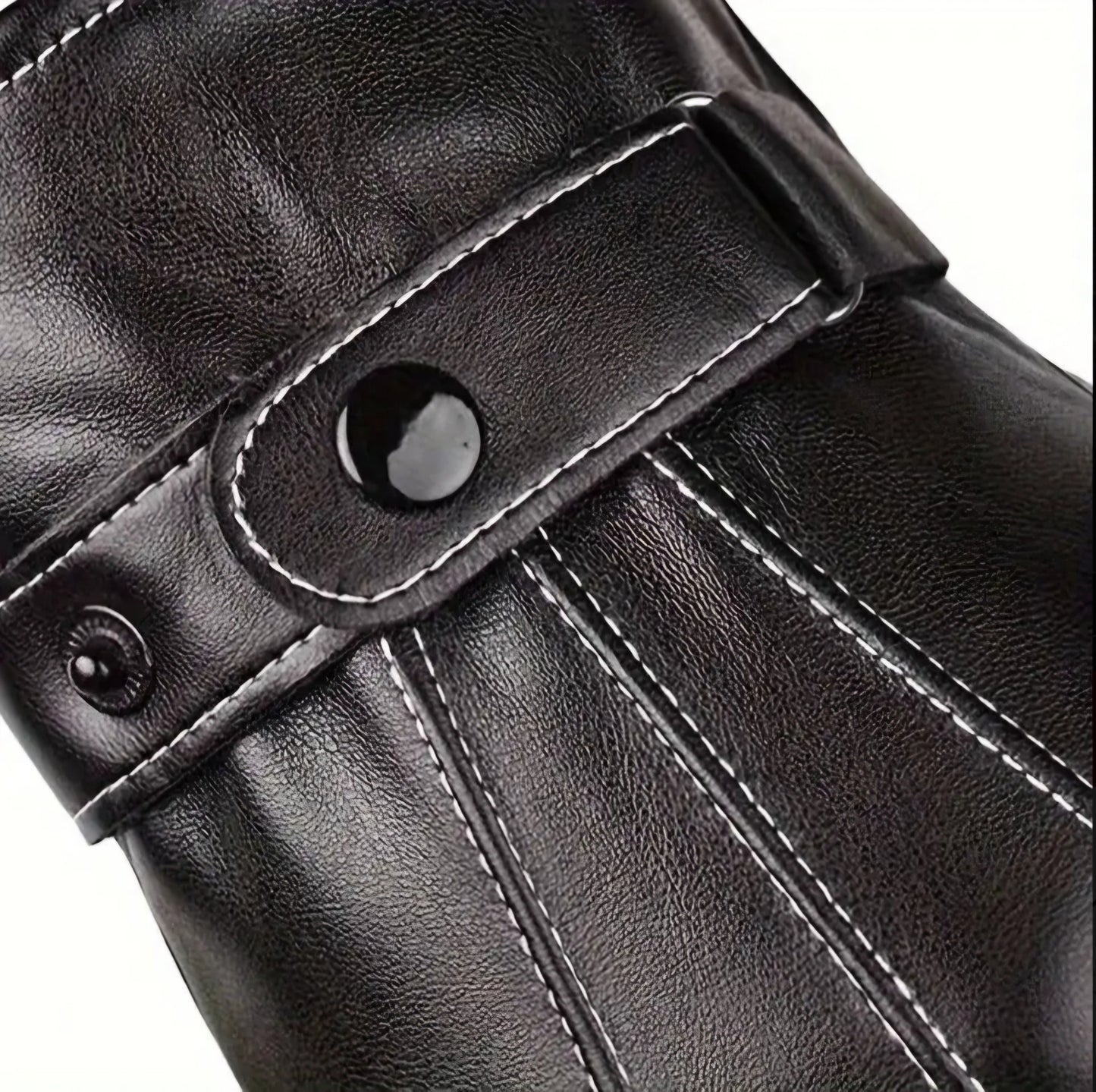 VELVET-LINED PU LEATHER GLOVES BLING8UK