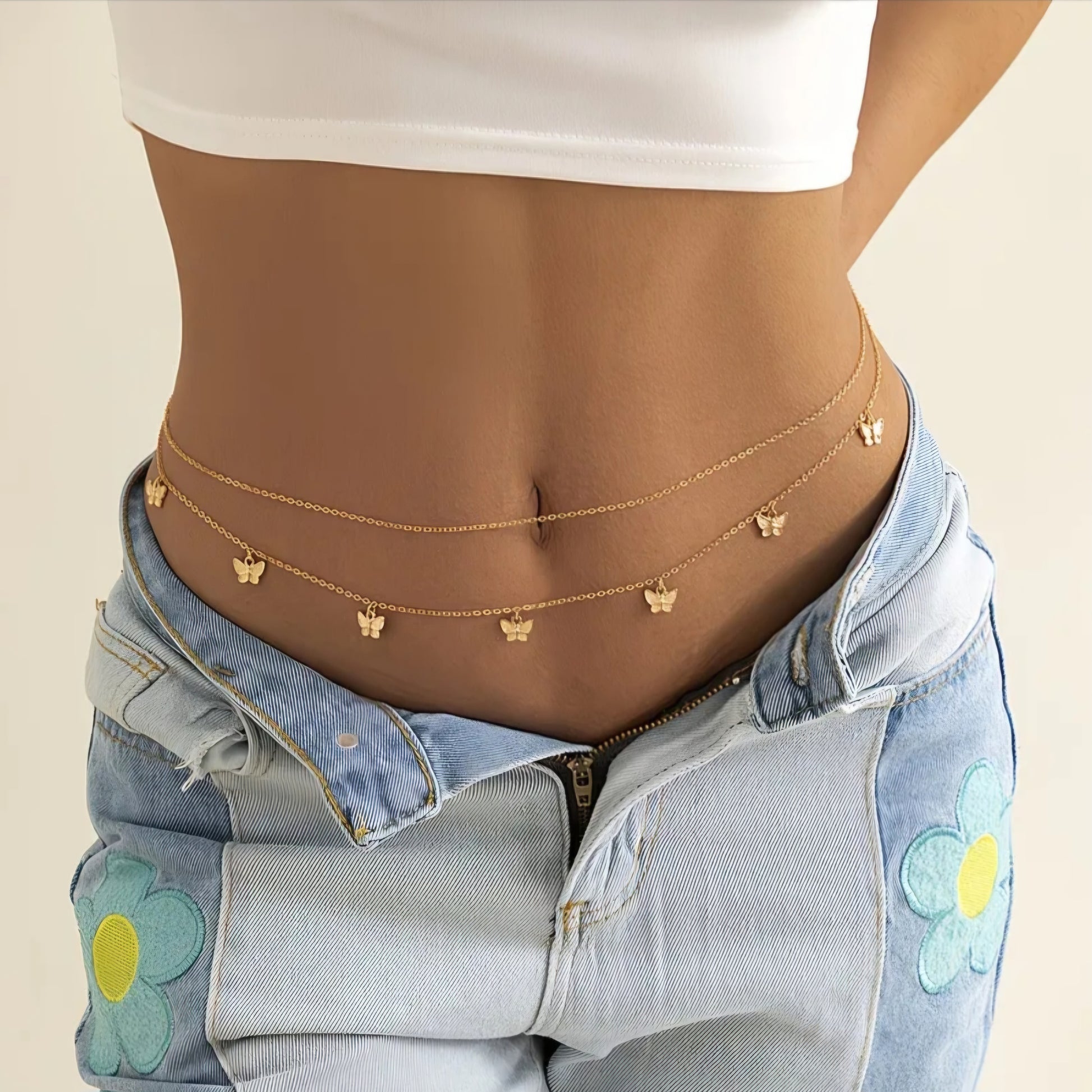BUTTERFLY GOLD WAIST BODY CHAIN B+F 8