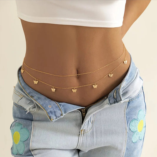 BUTTERFLY GOLD WAIST BODY CHAIN B+F 8