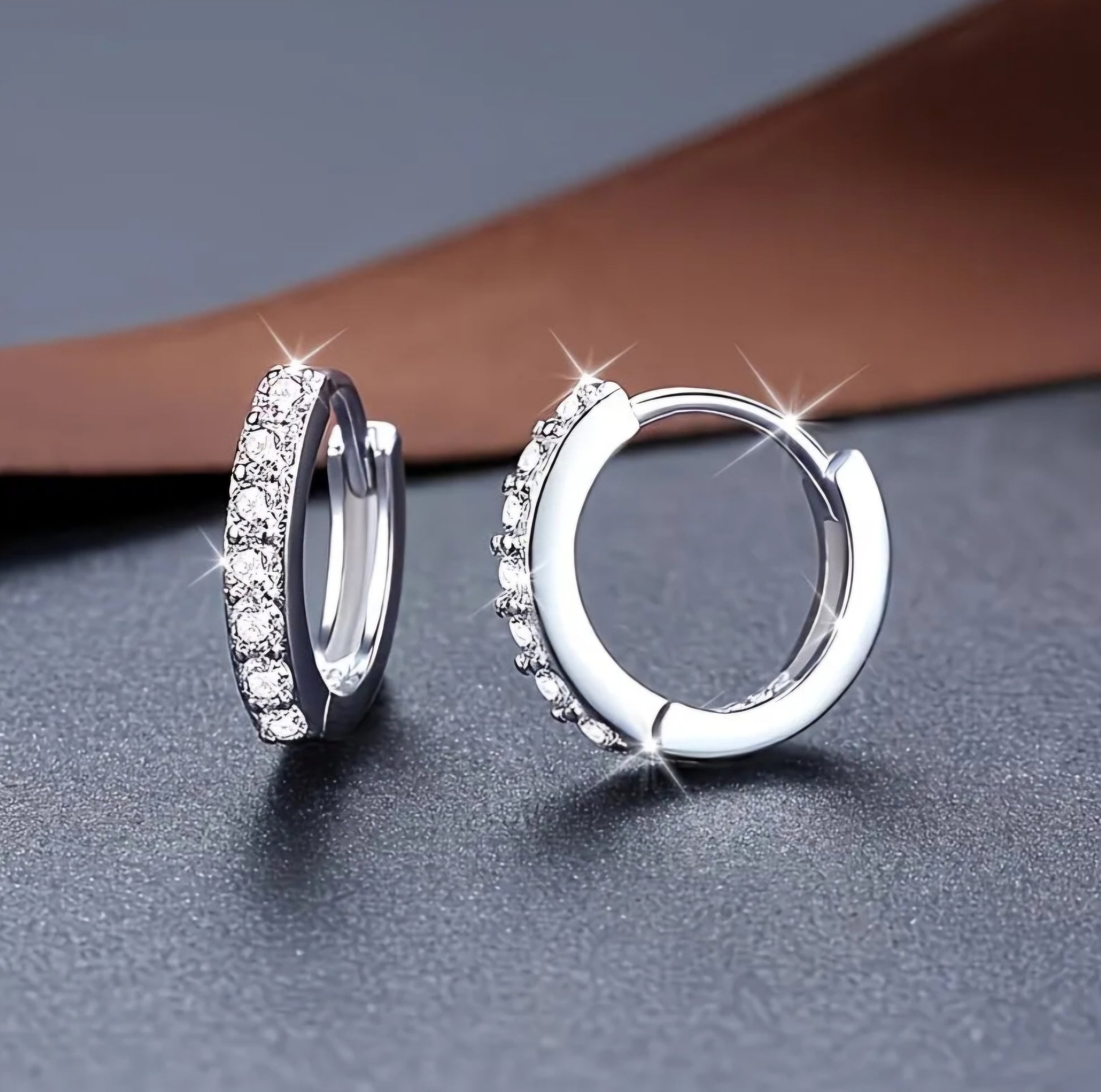 7 DIAMOND ROW HOOP EARRINGS B+F 8