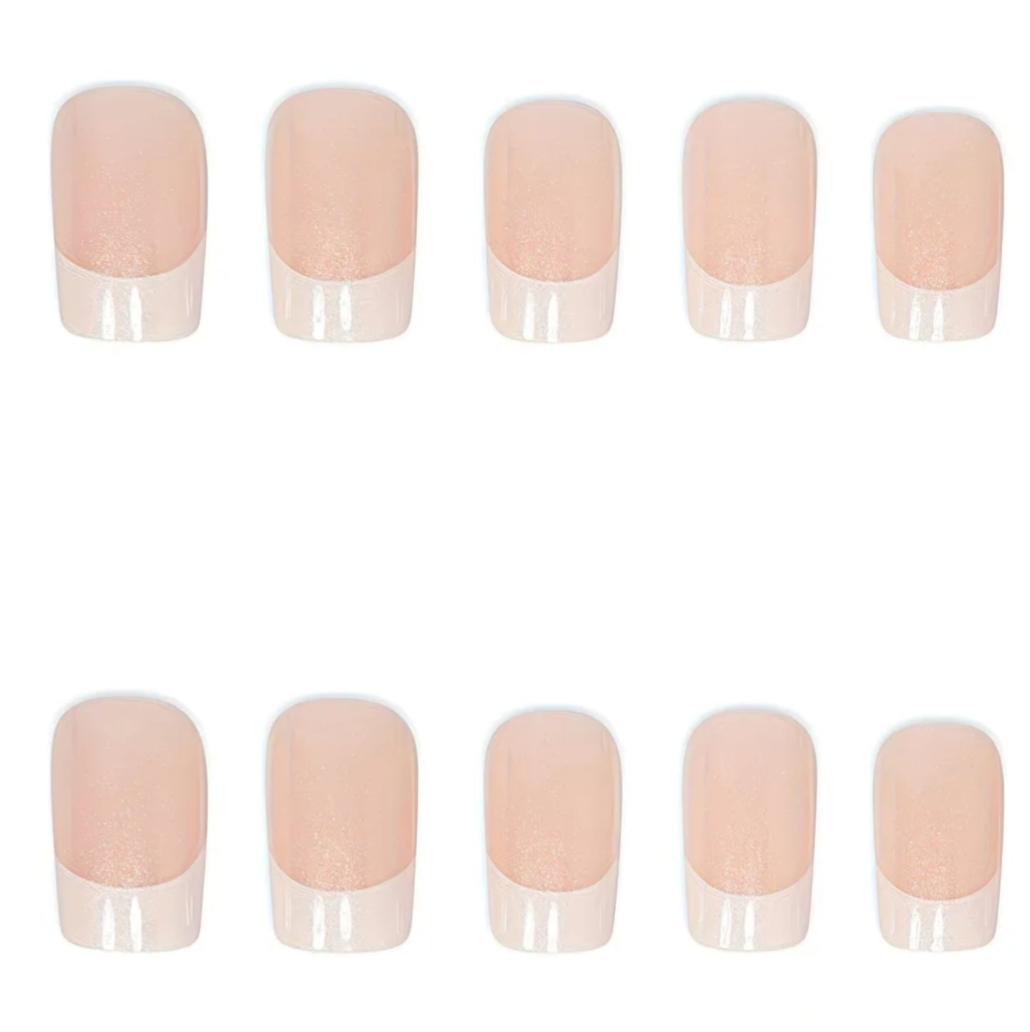 NUDE WITH WHITE TIP NAILS 24PCS B+F 8