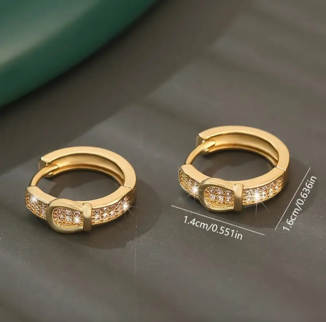 GOLDEN BELT BUCKLE EARRINGS BLING8UK