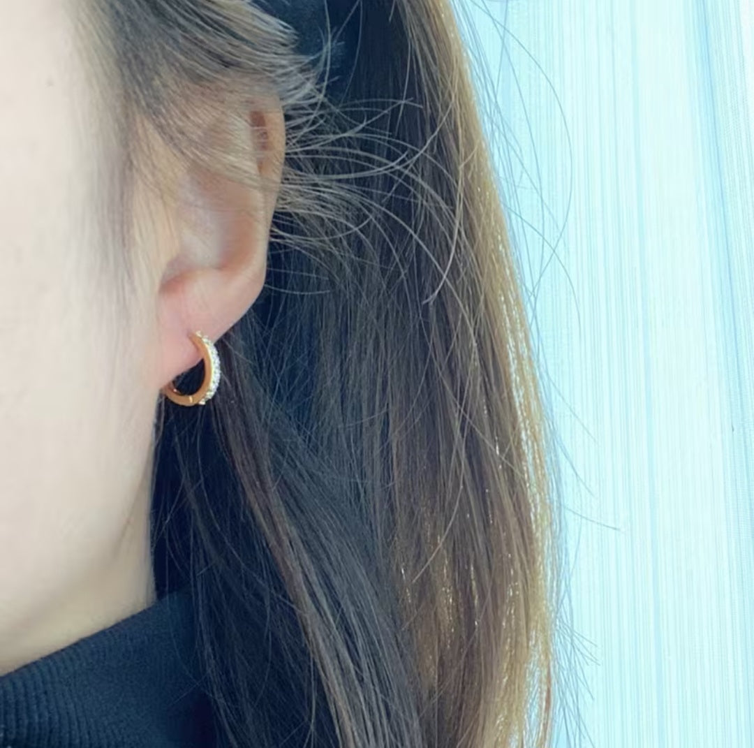 DIAMOND ROW HOOP EARRINGS B+F 8