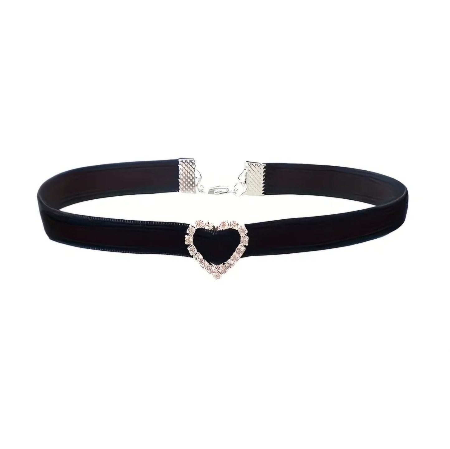 BLACK LOVE HEART VELVET CHOKER B+F 8