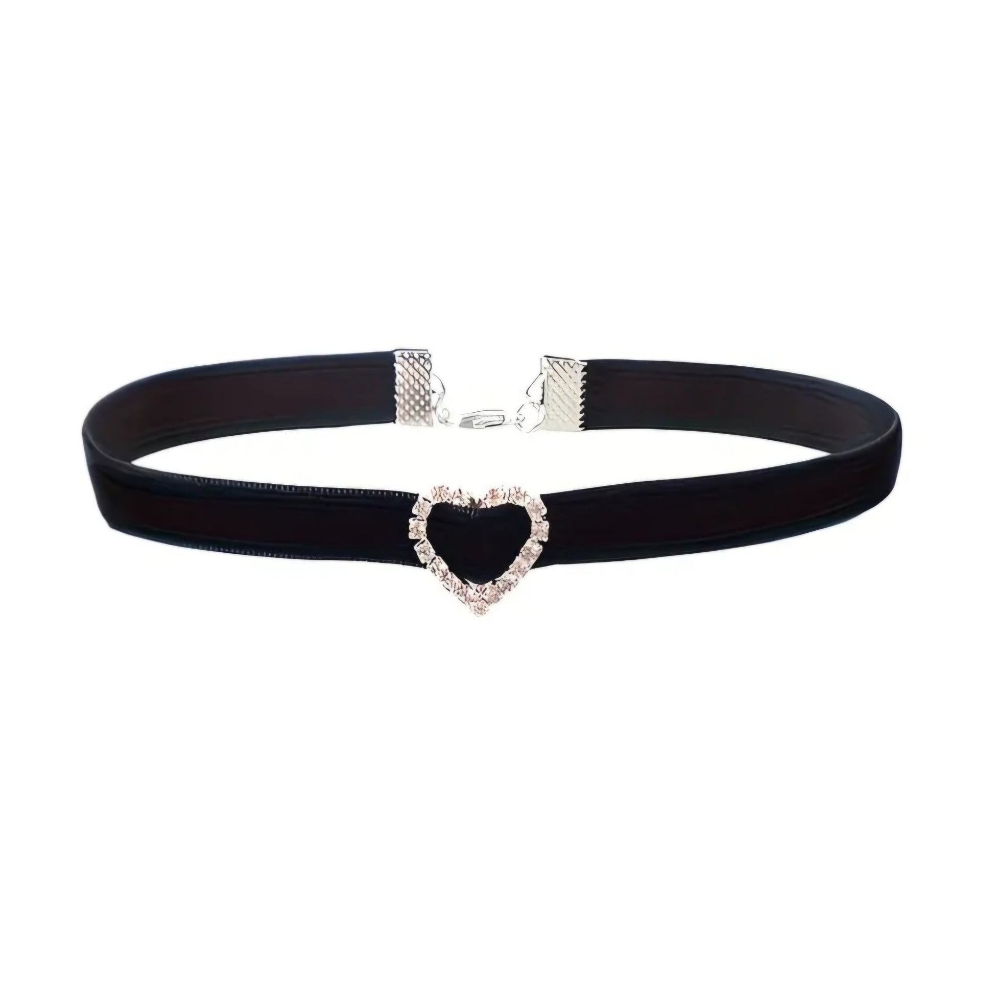 BLACK LOVE HEART VELVET CHOKER B+F 8