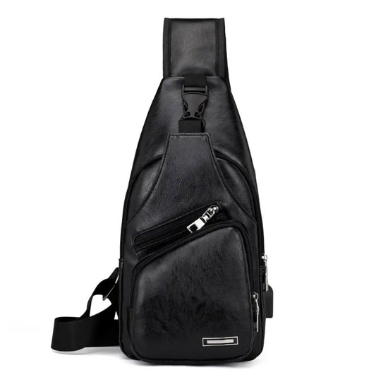 BLACK LUXURY LEATHER BAG BLING8UK