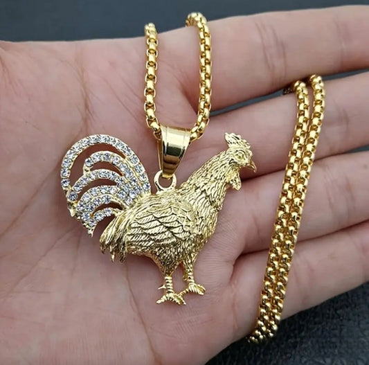 GOLDEN ROOSTER NECKLACE BLING8UK