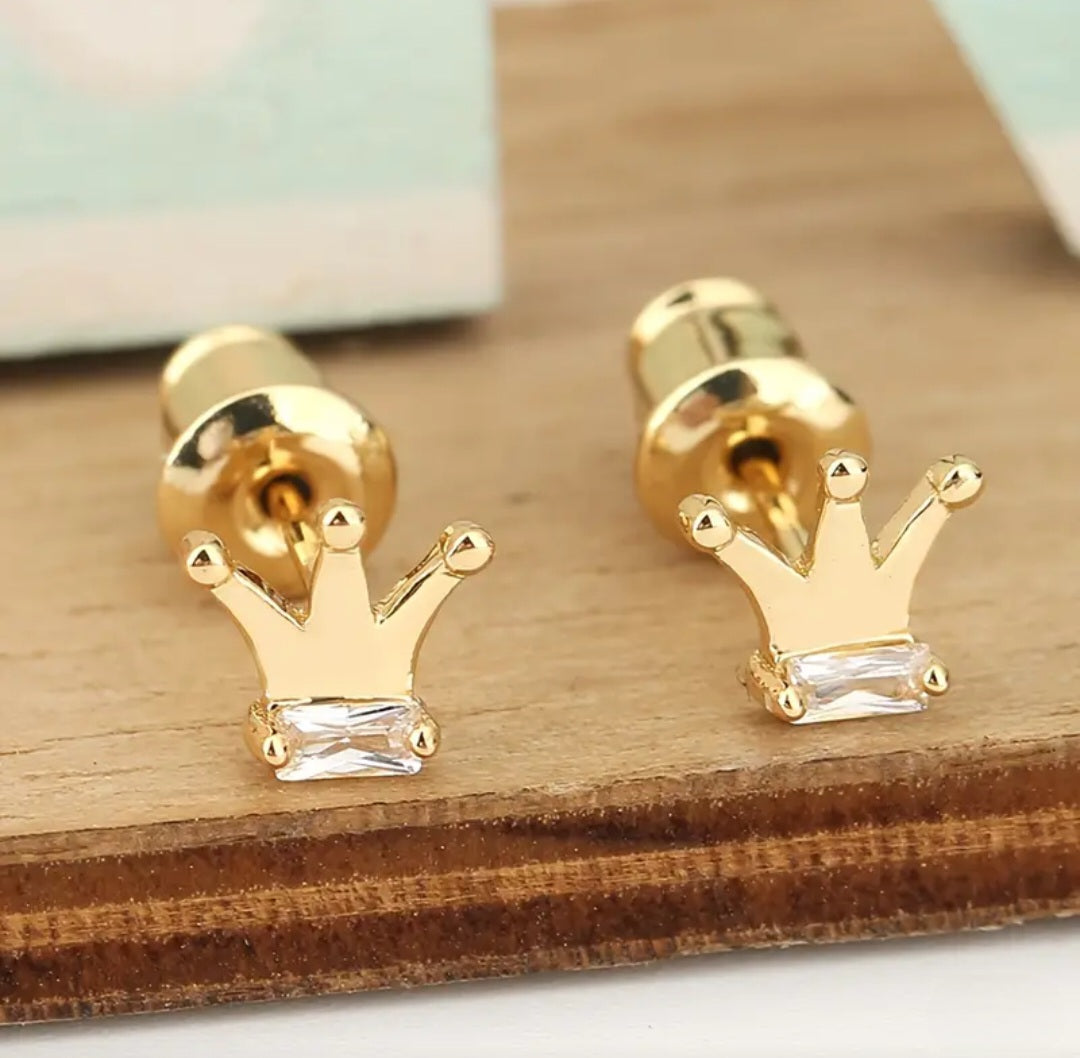 GOLDEN CROWN EARRINGS BLING8UK