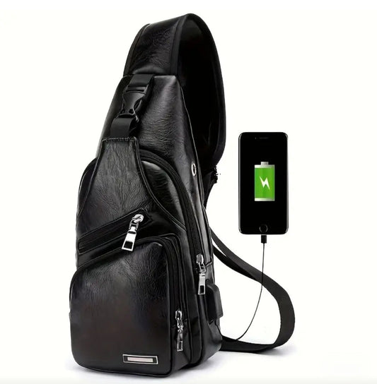 BLACK LUXURY LEATHER BAG BLING8UK