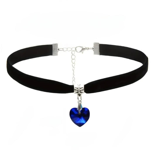 ROYAL BLUE HEART CHOKER B+F 8