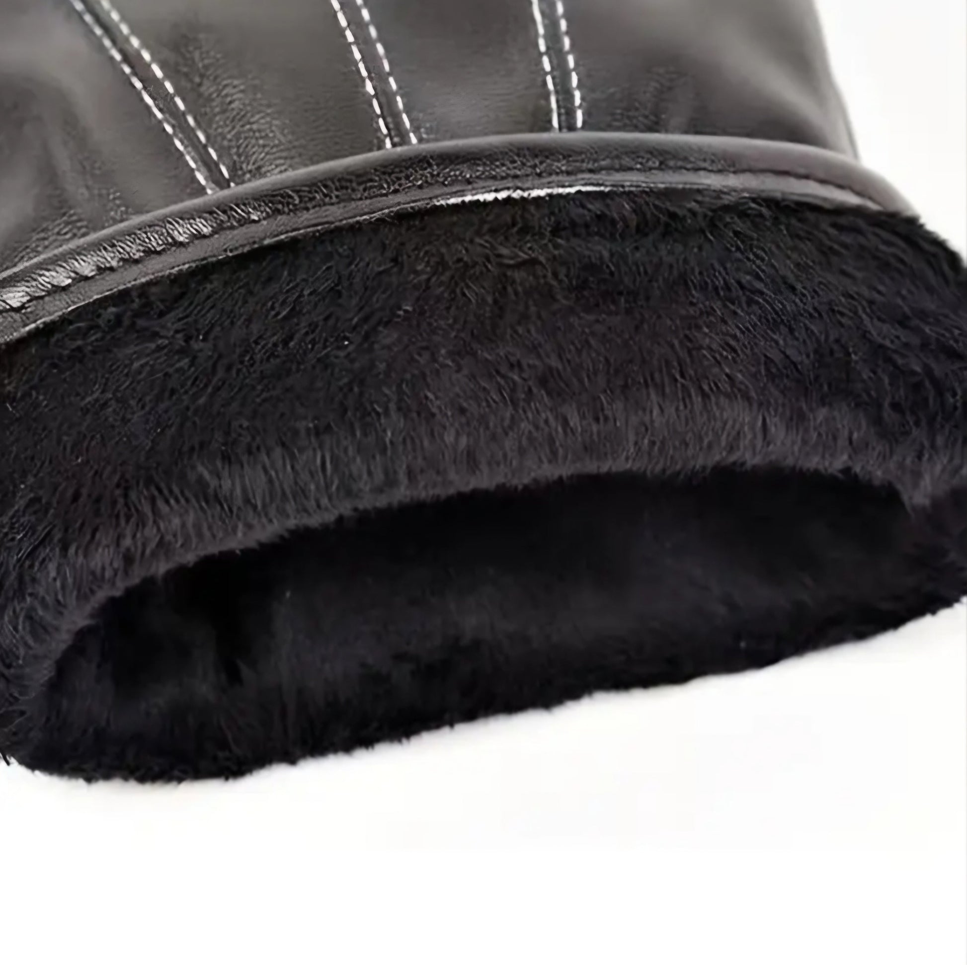 VELVET-LINED PU LEATHER GLOVES BLING8UK
