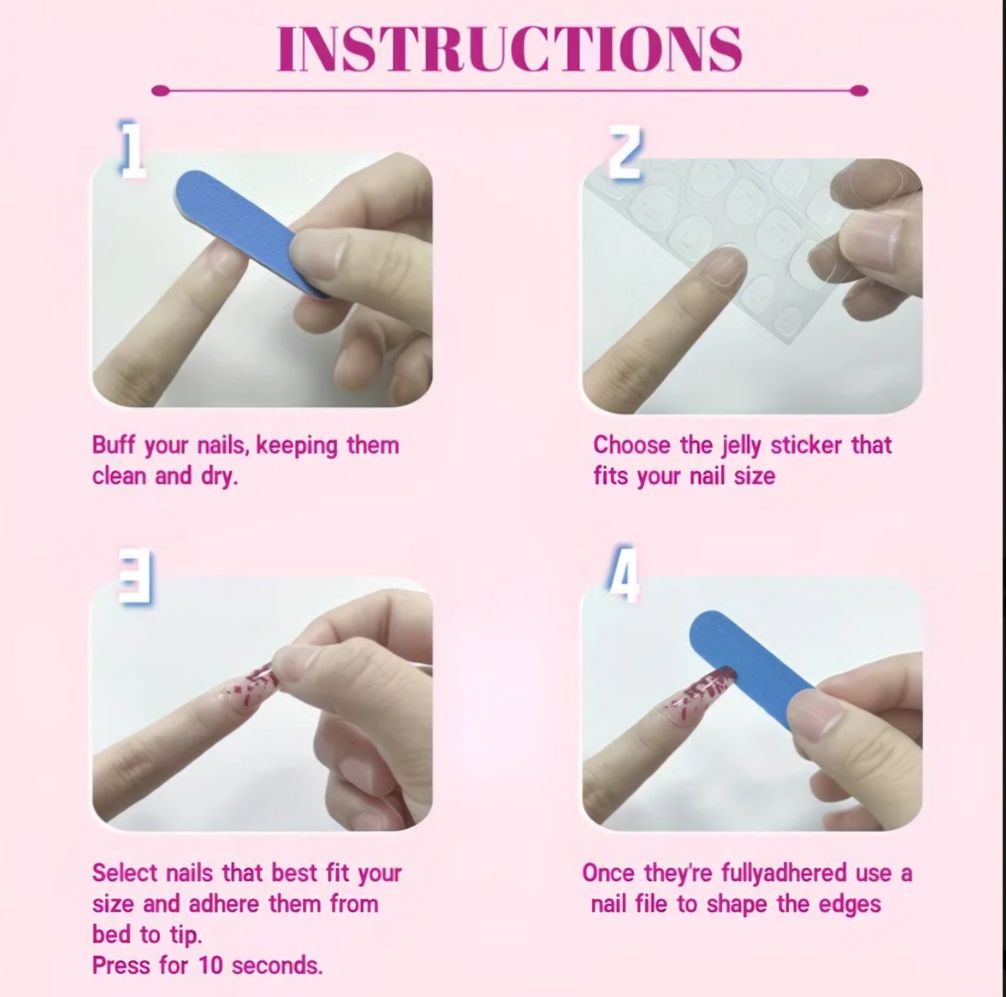 LOVE HEART PINK BOW NAILS B+F 8