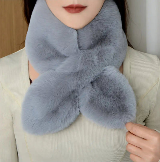 GREY PLUSH SCALF-NECK WARMER BLING8UK