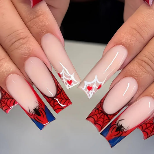 RED FRENCH SPIDER WEB NAILS B+F 8