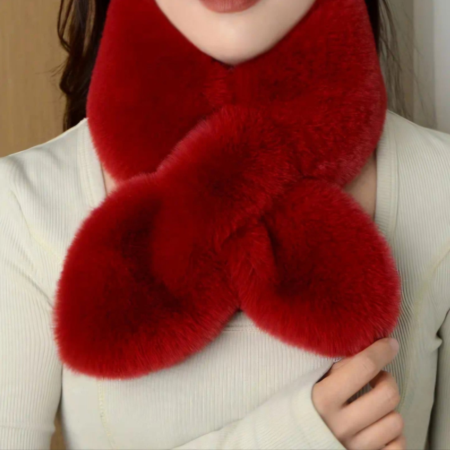 RED PLUSH SCALF-NECK WARMER BLING8UK