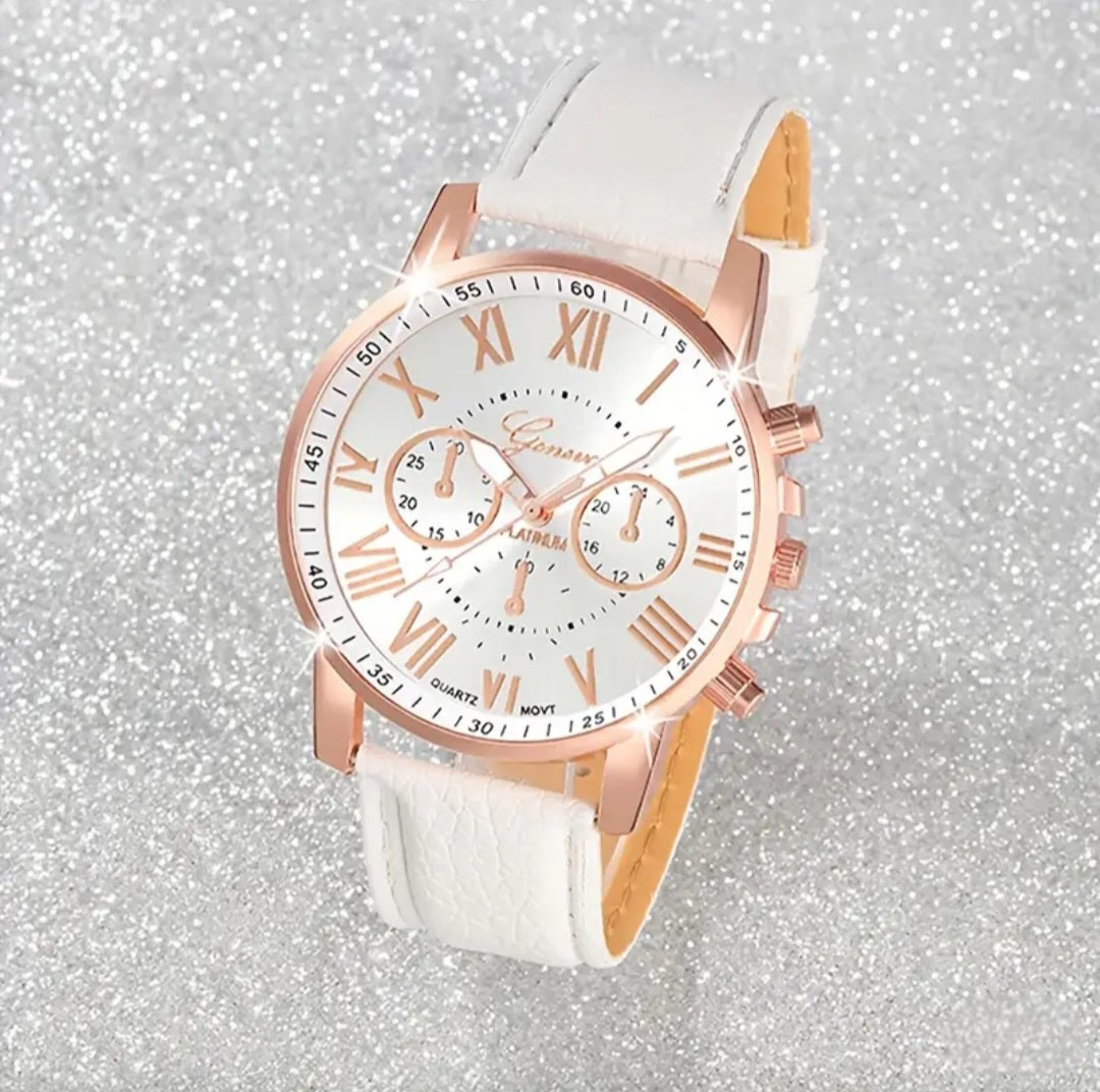 WHITE & ROSE GOLD WATCH BLING8UK