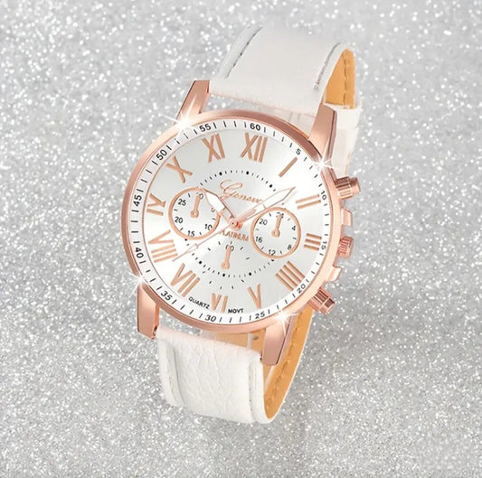 WHITE & ROSE GOLD WATCH BLING8UK