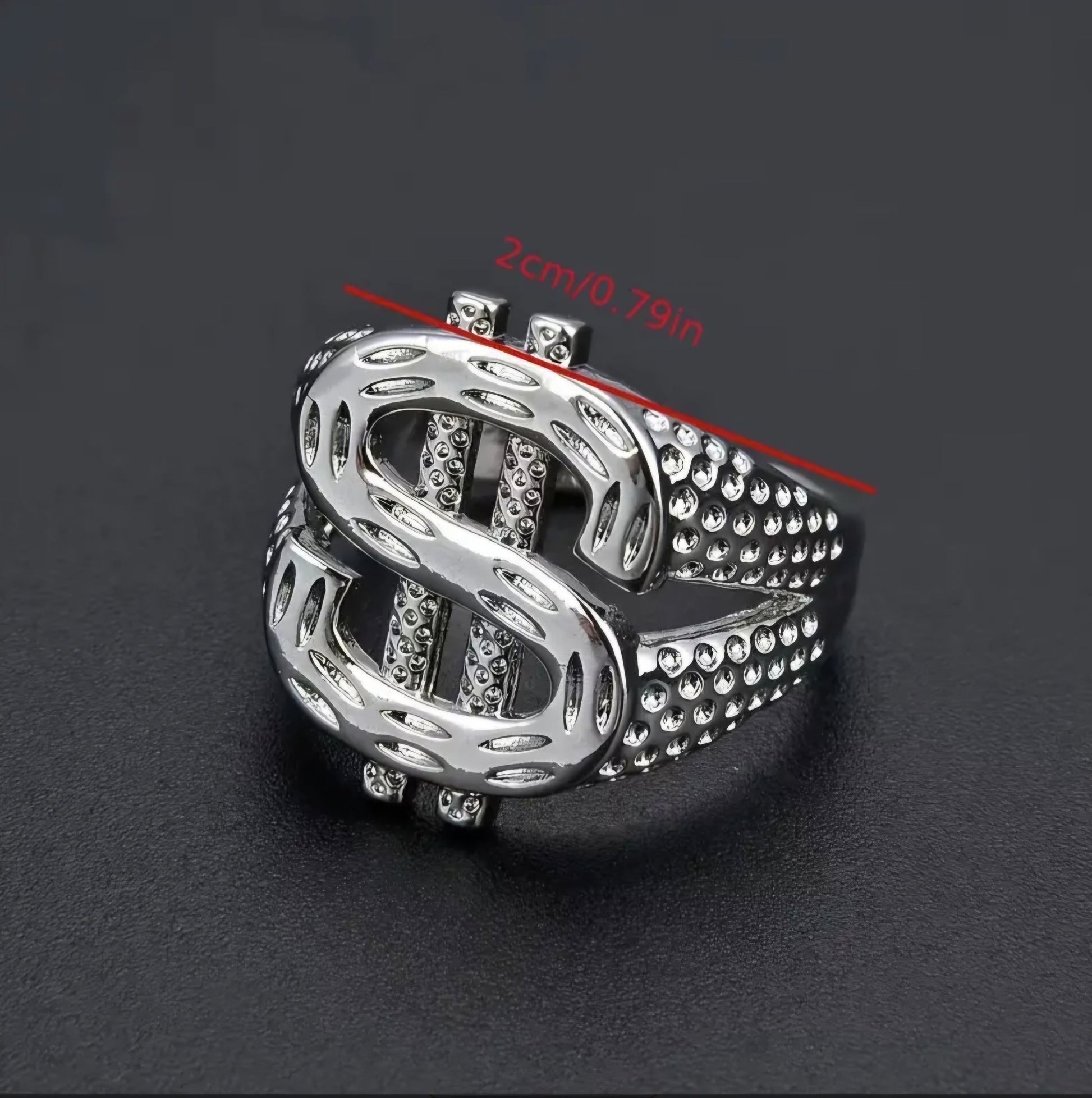 SILVER DOLLAR RING BLING8UK