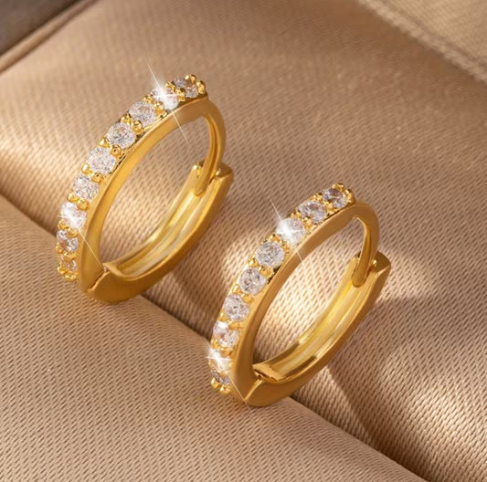 DIAMOND ROW HOOP EARRINGS B+F 8