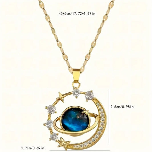 SPACE MOON STAR NECKLACE BLING8UK