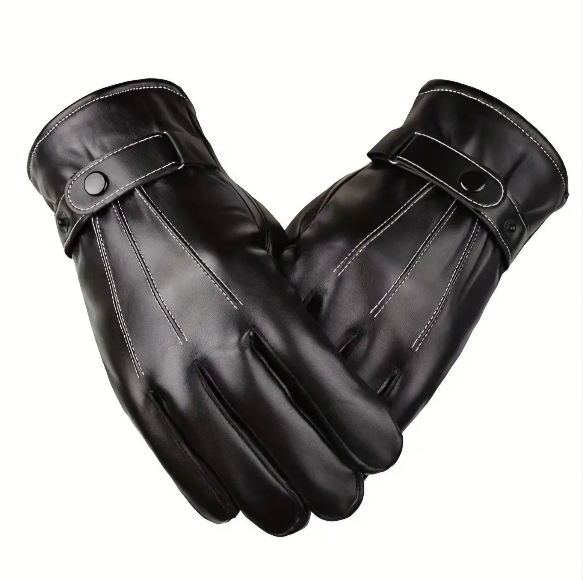 VELVET-LINED PU LEATHER GLOVES BLING8UK