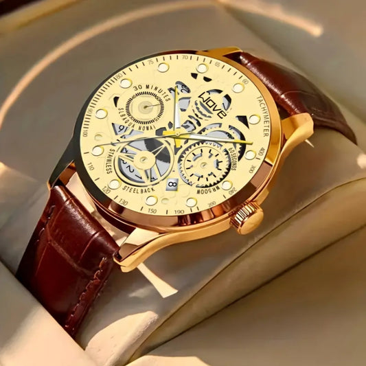 SKELTON GOLDEN TONE WAVE WATCH BLING8UK