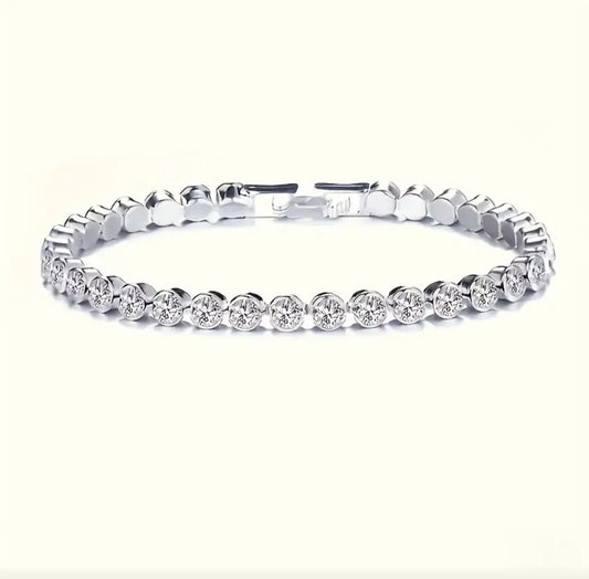 SILVER TENNIS BRACLET BLING8UK