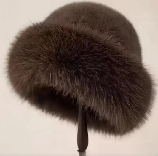 BROWN LUXURIOUS FUR HAT BLING8UK