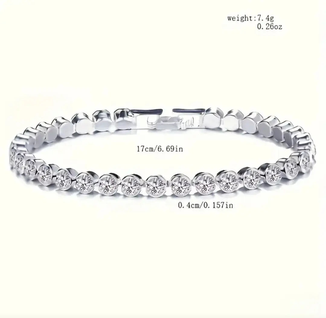 SILVER TENNIS BRACLET BLING8UK