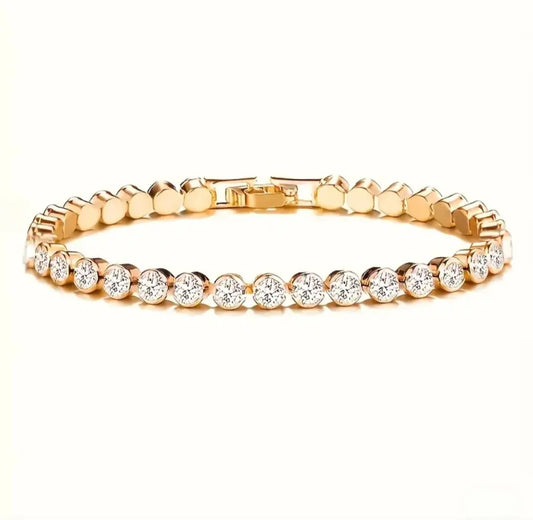 GOLD TENNIS BRACELET BLING8UK