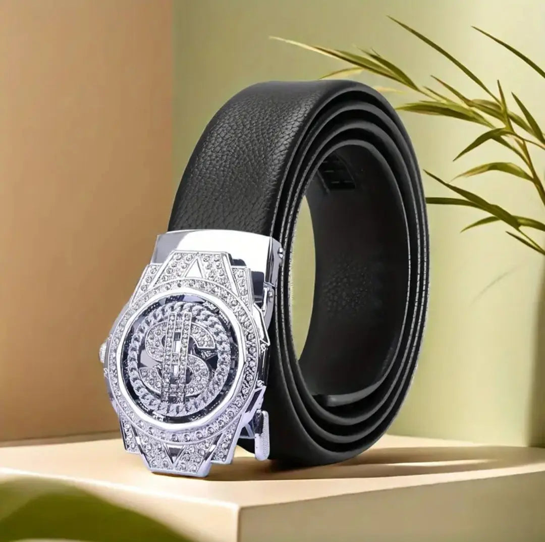 LEATHER DOLLAR BLING BELT BLING8UK