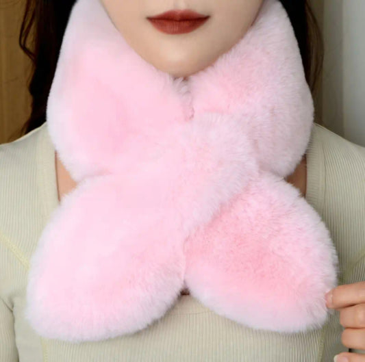 PINK PLUSH SCALF NECK-WARMER BLING8UK