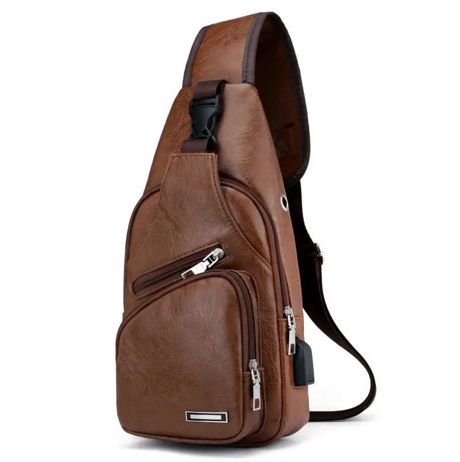 BROWN LUXURY LEATHER BAG BLING8UK