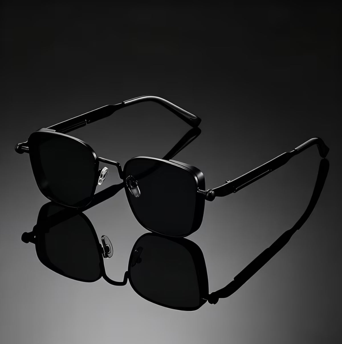 ALL BLACK VINTAGE STYLE SUNGLASSES B+F 8